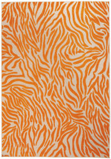 4' X 6' Orange And Ivory Abstract Stain Resistant Indoor Outdoor Area Rug