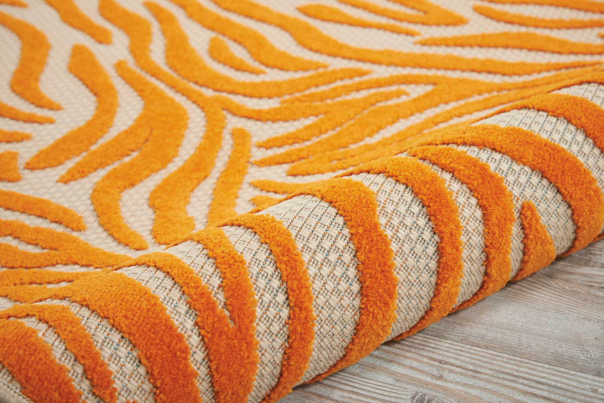 4' X 6' Orange And Ivory Abstract Stain Resistant Indoor Outdoor Area Rug