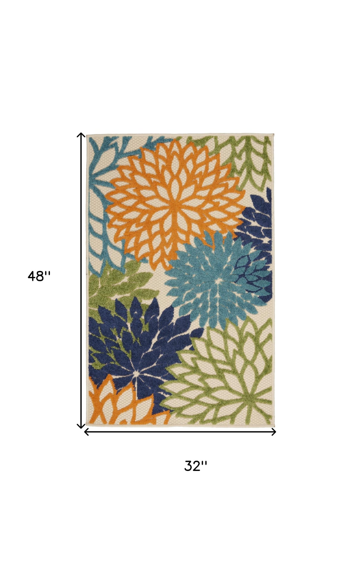 4' X 6' Ivory And Blue Floral Indoor Outdoor Area Rug