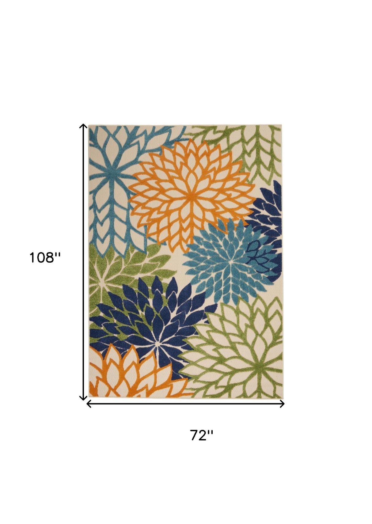 6' X 9' Ivory And Blue Floral Indoor Outdoor Area Rug