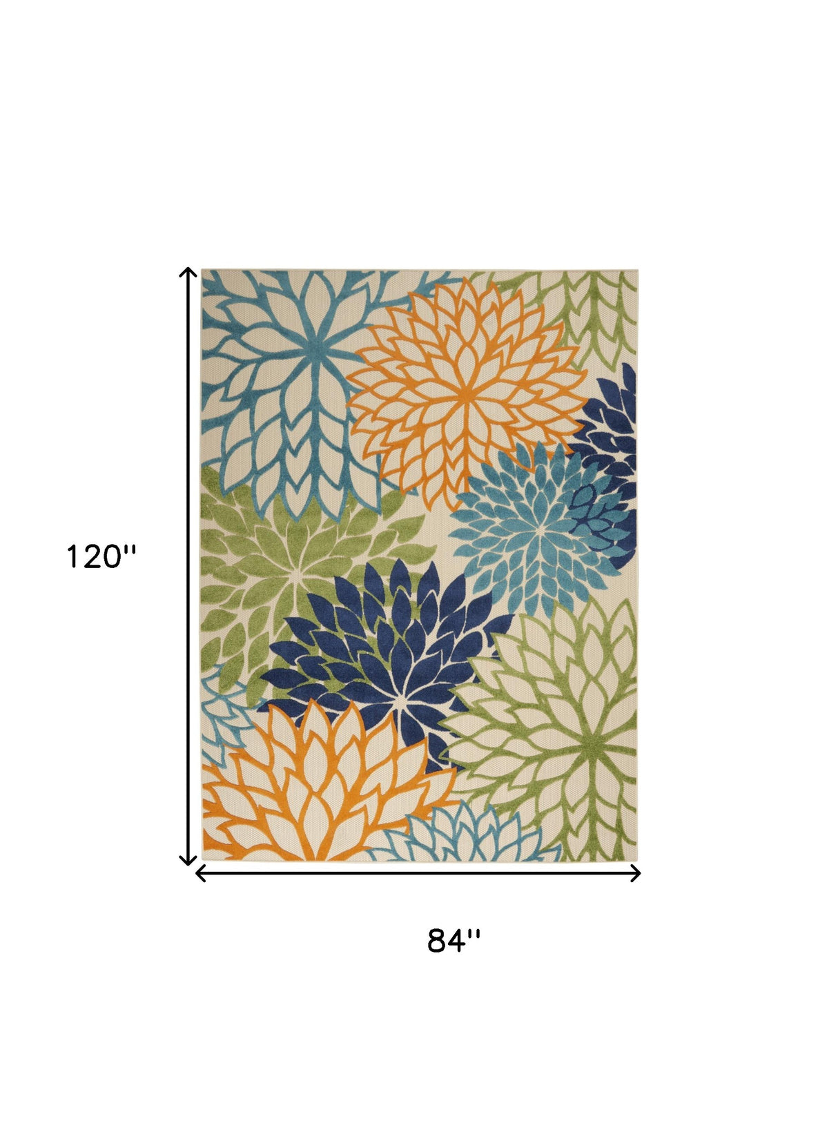 6' X 9' Ivory And Blue Floral Indoor Outdoor Area Rug