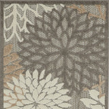 2' X 10' Gray And Ivory Floral Indoor Outdoor Area Rug