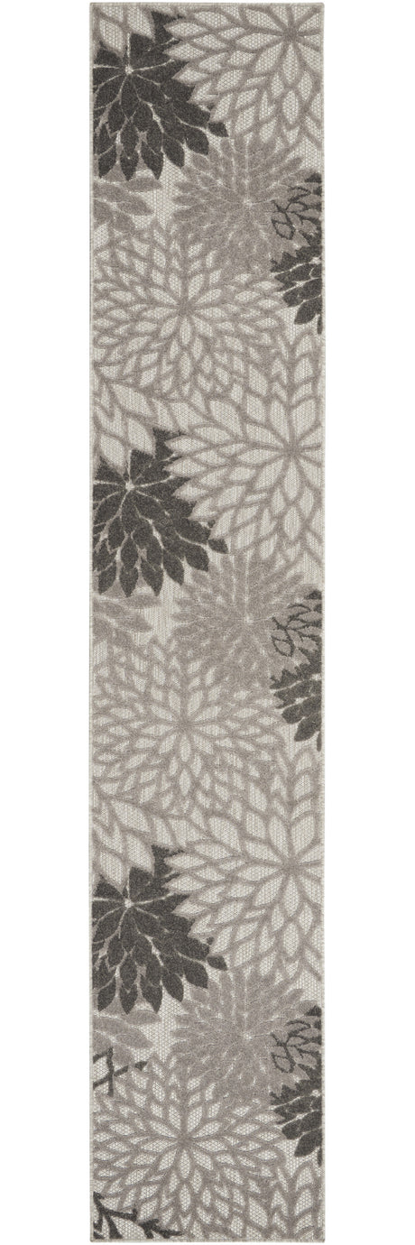 2' X 8' Gray Floral Indoor Outdoor Area Rug