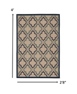 4' X 6' Blue And Ivory Geometric Indoor Outdoor Area Rug