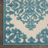 4' X 6' Aqua Damask Indoor Outdoor Area Rug