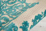 4' X 6' Aqua Damask Indoor Outdoor Area Rug