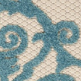 4' X 6' Aqua Damask Indoor Outdoor Area Rug