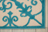 4' X 6' Aqua Damask Indoor Outdoor Area Rug