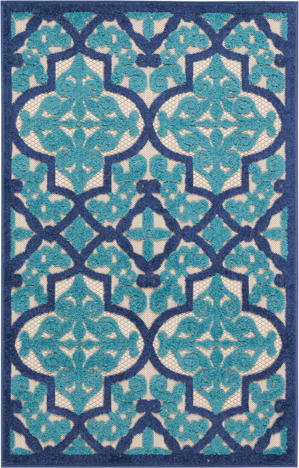 8' X 11' Blue And Ivory Moroccan Indoor Outdoor Area Rug