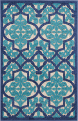 8' X 11' Blue And Ivory Moroccan Indoor Outdoor Area Rug