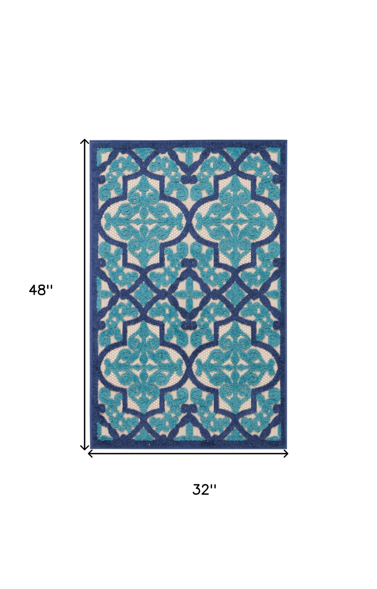 8' X 11' Blue And Ivory Moroccan Indoor Outdoor Area Rug