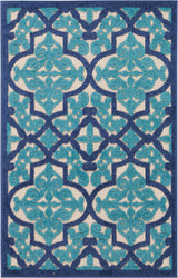 8' X 11' Blue And Ivory Moroccan Indoor Outdoor Area Rug