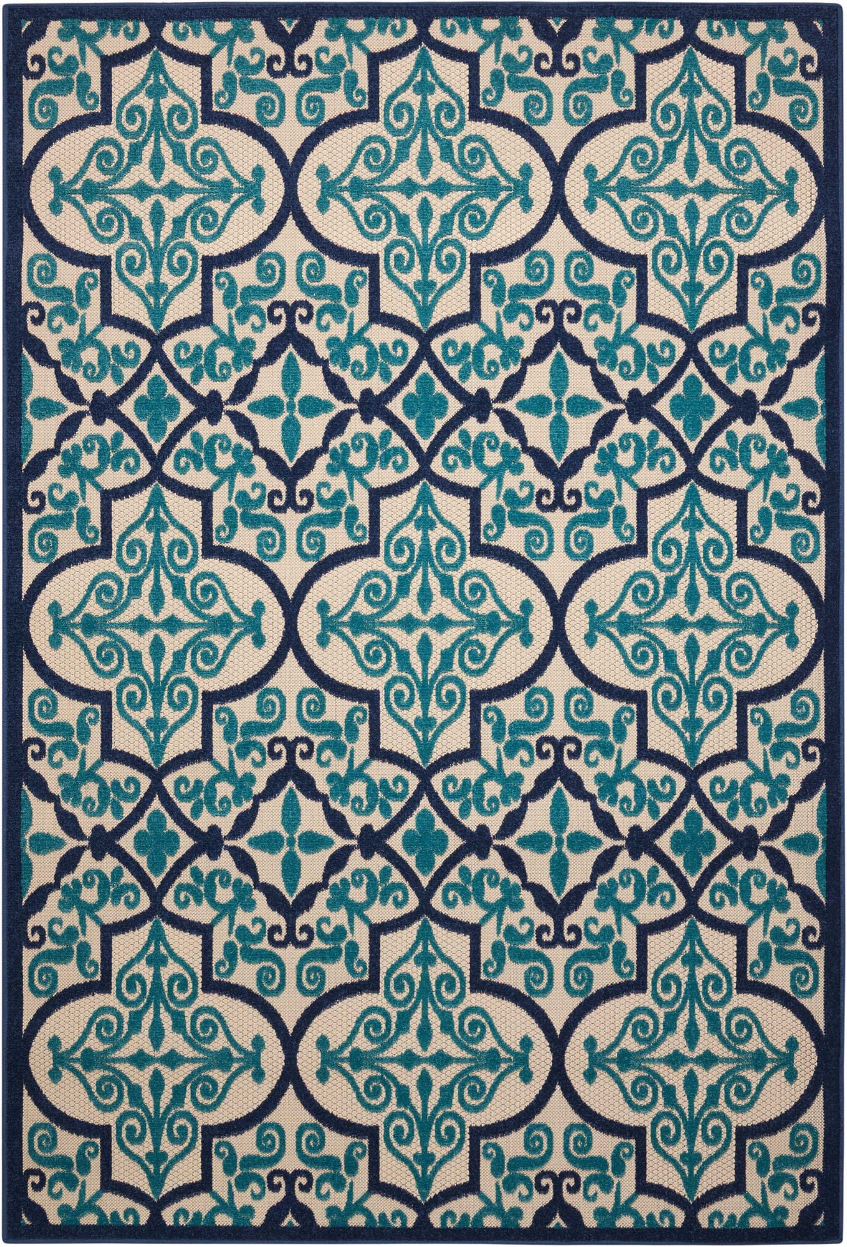 8' X 11' Blue And Ivory Moroccan Indoor Outdoor Area Rug