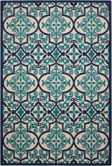 8' X 11' Blue And Ivory Moroccan Indoor Outdoor Area Rug