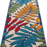 8' X 11' Ivory And Blue Floral Indoor Outdoor Area Rug