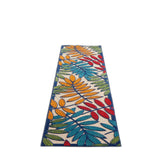 8' X 11' Ivory And Blue Floral Indoor Outdoor Area Rug