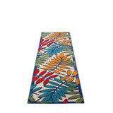 8' X 11' Ivory And Blue Floral Indoor Outdoor Area Rug