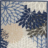 3' X 4' Blue And Gray Floral Indoor Outdoor Area Rug