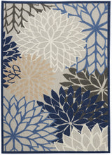 3' X 4' Blue And Gray Floral Indoor Outdoor Area Rug