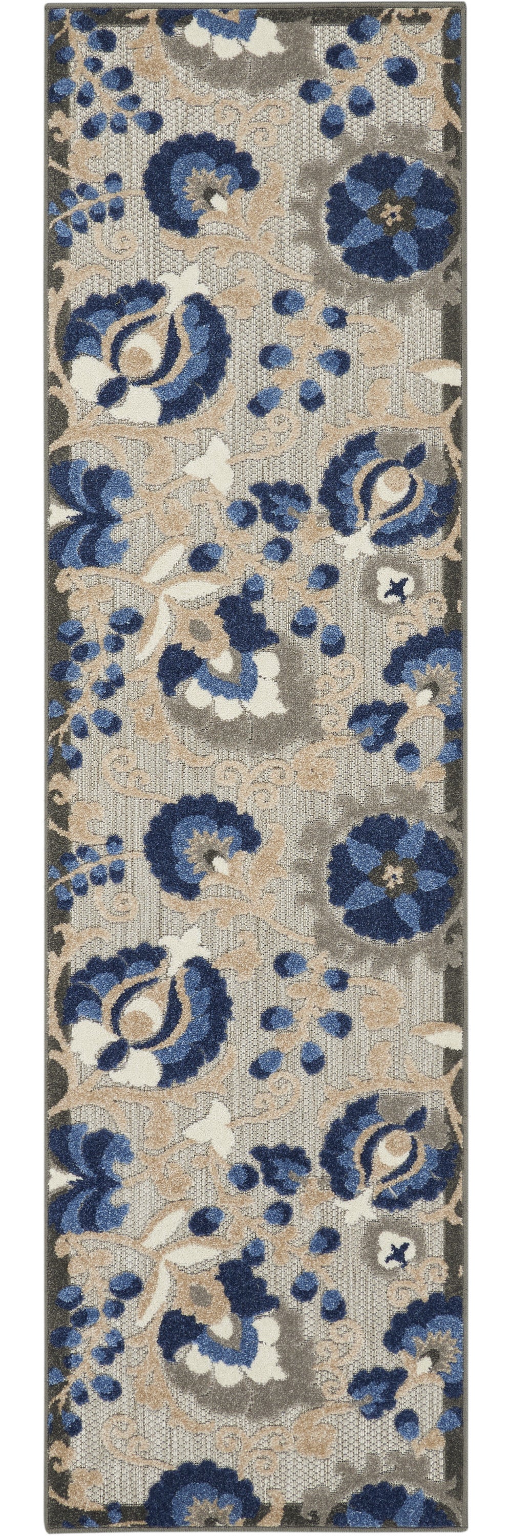 5' X 8' Blue And Gray Indoor Outdoor Area Rug