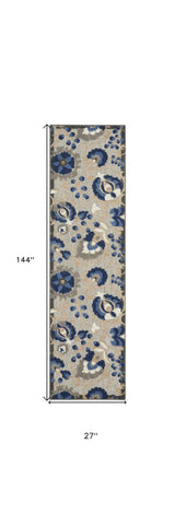 5' X 8' Blue And Gray Indoor Outdoor Area Rug