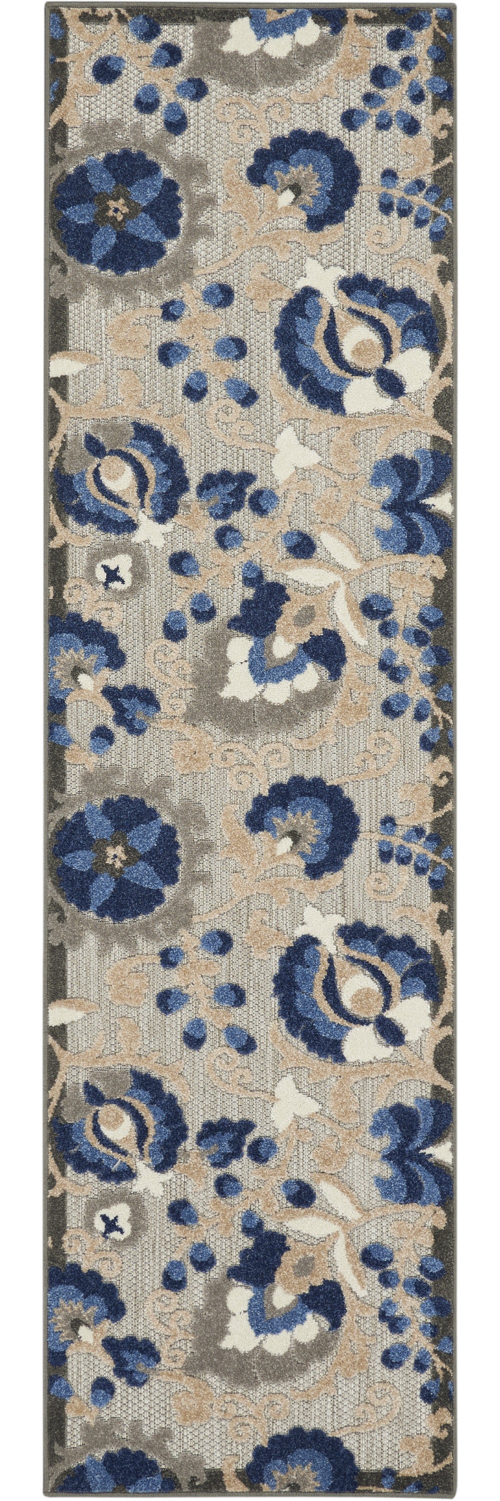 5' X 8' Blue And Gray Indoor Outdoor Area Rug