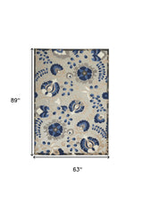 5' X 8' Blue And Gray Indoor Outdoor Area Rug