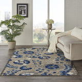 5' X 8' Blue And Gray Indoor Outdoor Area Rug