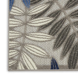 2' X 6' Grey/Blue Floral Indoor Outdoor Area Rug