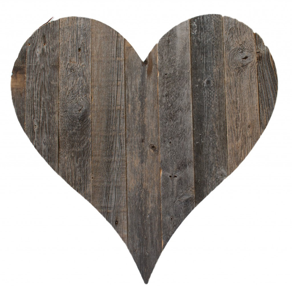 18" Weathered Gray Reclaimed Wood Heart Wall Decor