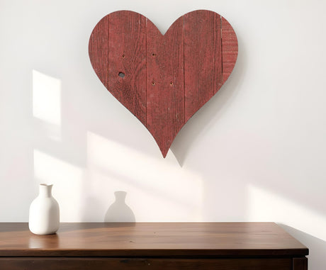 18" Rustic Red Reclaimed Wood Heart Wall Decor