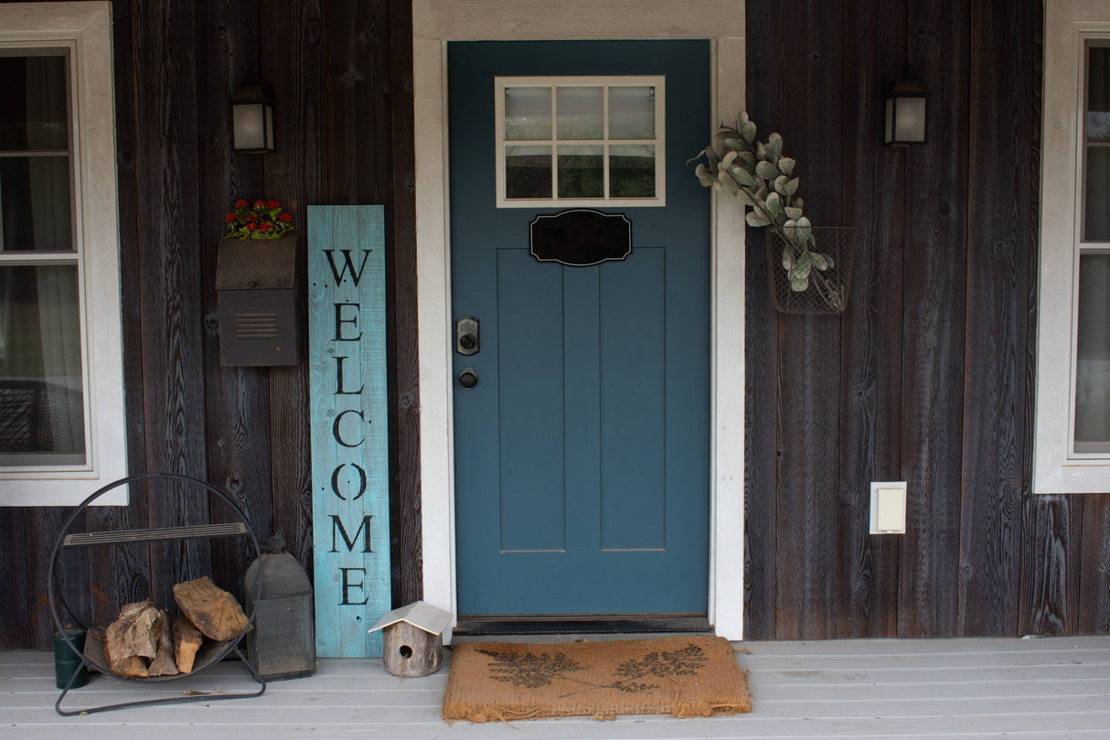 5' Rustic Light Aqua Blue Front Porch Welcome Sign