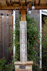 60" Dark Gray and White Wood Porch Welcome Sign