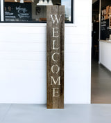 60" Dark Gray and White Wood Porch Welcome Sign