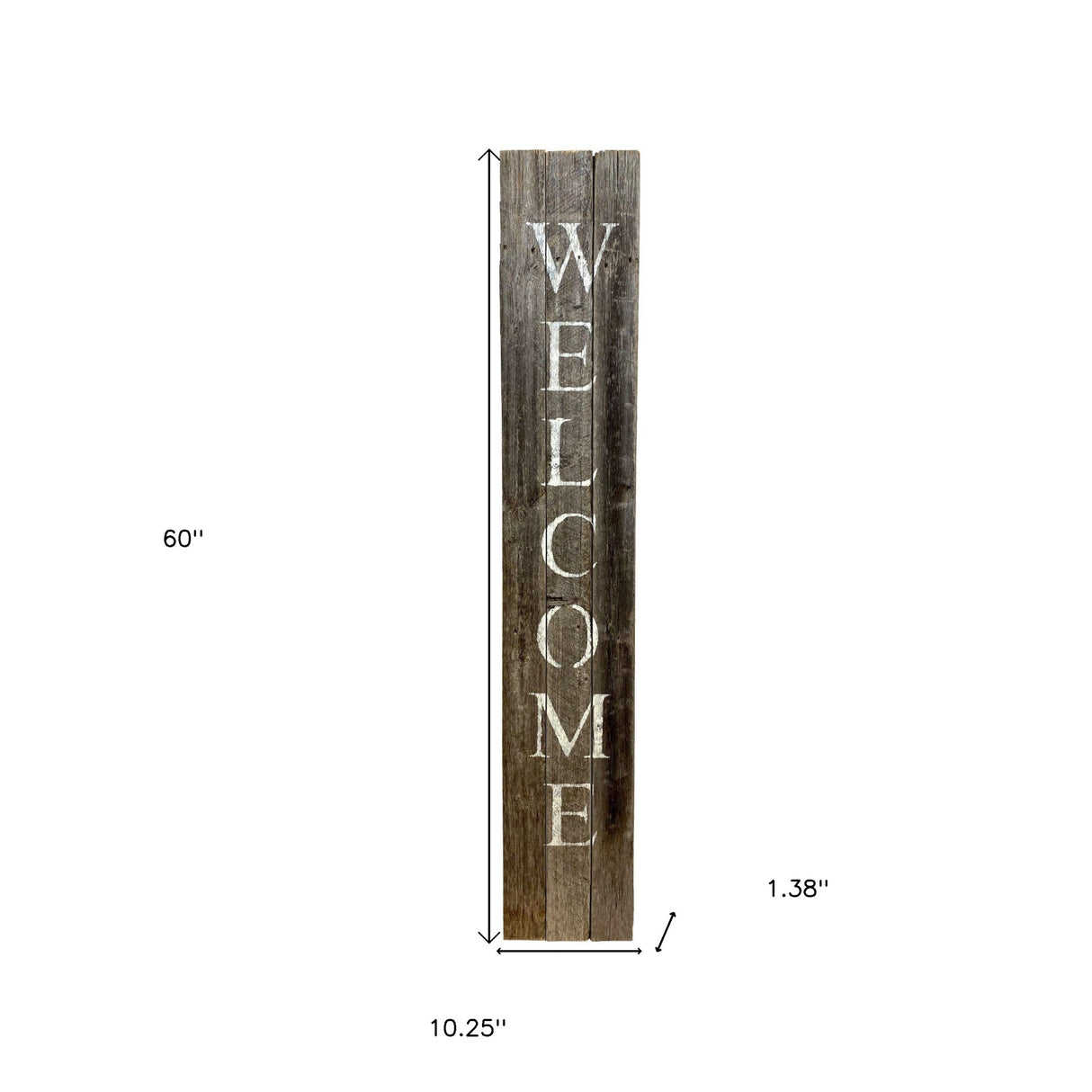 60" Dark Gray and White Wood Porch Welcome Sign