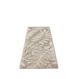 8' Beige Gray And Ivory Botanical Leaves Indoor Outdoor Runner Rug