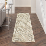 12' Runner Gray And Ivory Floral Indoor Outdoor Runner Rug