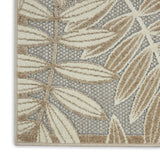 12' Runner Gray And Ivory Floral Indoor Outdoor Runner Rug