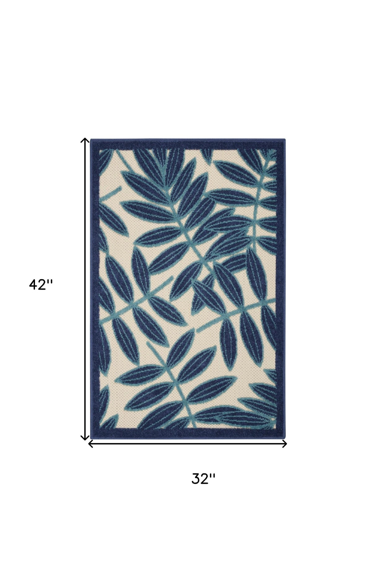 4' X 6' Blue And Ivory Floral Indoor Outdoor Area Rug