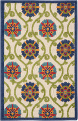 4' X 6' Ivory And Blue Floral Indoor Outdoor Area Rug