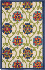 4' X 6' Ivory And Blue Floral Indoor Outdoor Area Rug