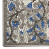 8' X 11' Blue And Gray Floral Indoor Outdoor Area Rug