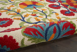 2' X 6' Red And Ivory Floral Indoor Outdoor Area Rug