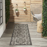 2' X 10' Gray Floral Indoor Outdoor Area Rug