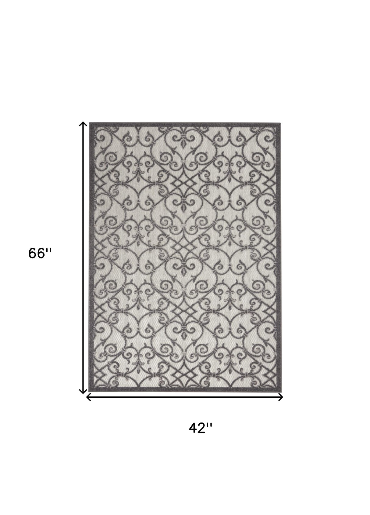 8' X 11' Gray Floral Indoor Outdoor Area Rug