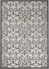 8' X 11' Gray Floral Indoor Outdoor Area Rug