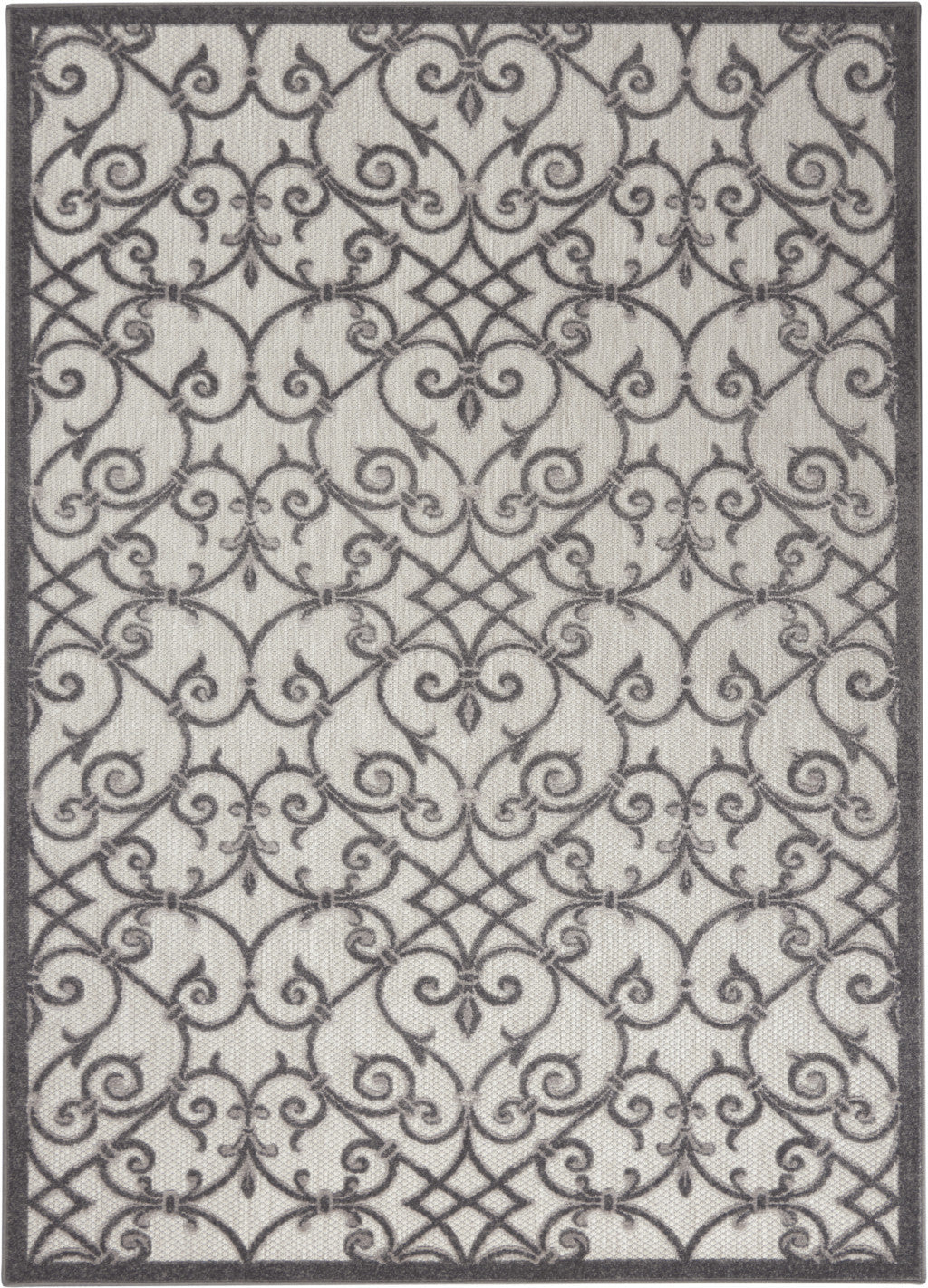 8' X 11' Gray Floral Indoor Outdoor Area Rug