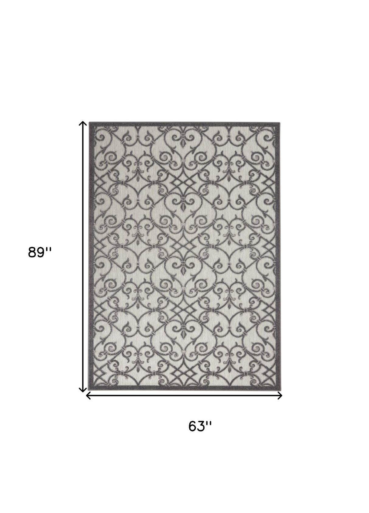 8' X 11' Gray Floral Indoor Outdoor Area Rug