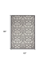 8' X 11' Gray Floral Indoor Outdoor Area Rug