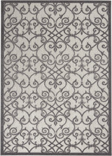 8' X 11' Gray Floral Indoor Outdoor Area Rug